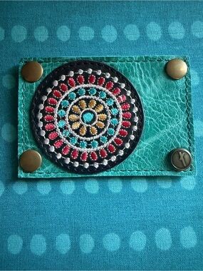 Pure Dixie Turquoise Embroidered Leather Patch